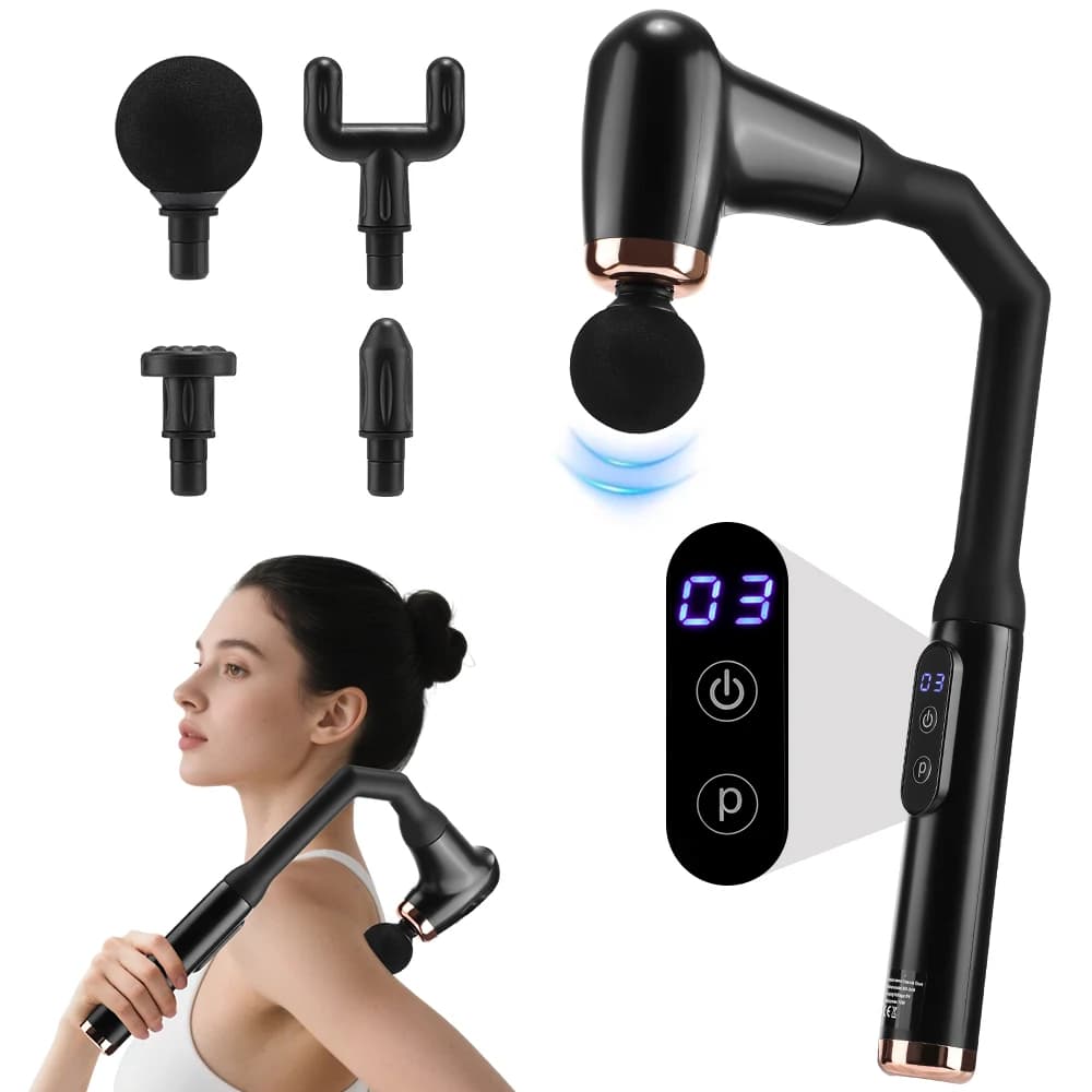 Fascia Gun Handle Elbow 3 Modes 6 Speed Adjustable Muscle Relaxation Percussion Massage Tool Full Body Back Muscle Relaxation