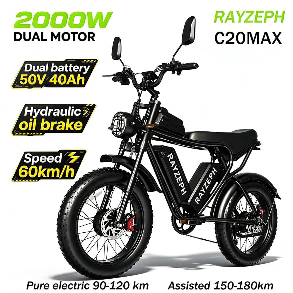 Bopzin Q8 3000W Electric Bike Large Battery 60 V 35 Ah Maximum Speed 75 km/h Wide Tyre 25 Inch Range 110 KM Electric Mountain Bike Suitable For Adult