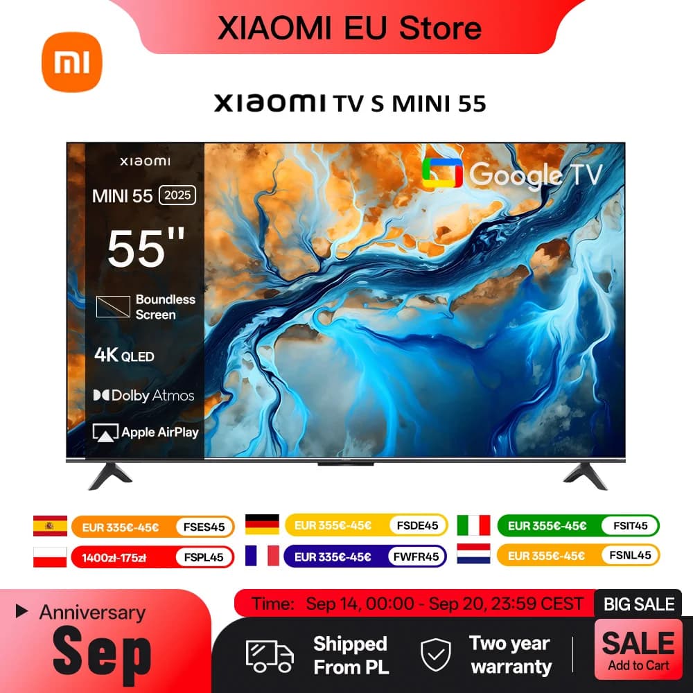 XIAOMI S MINI 55 144Hz QD-Mini LED Dolby Vision® IQ, Dolby Atmos® Google TV