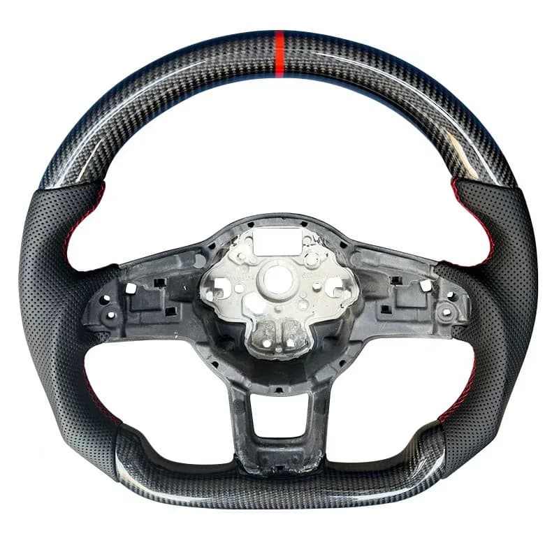 Suitable for Volkswagen Golf MK7 MK7.5 GTI R GTD GTE T-ROC Polo GTI Scirocco Carbon Fiber Steering Wheel Sewn with Grid Stitching, Exquisite Carbon Fiber Material, High-End Steering Wheel