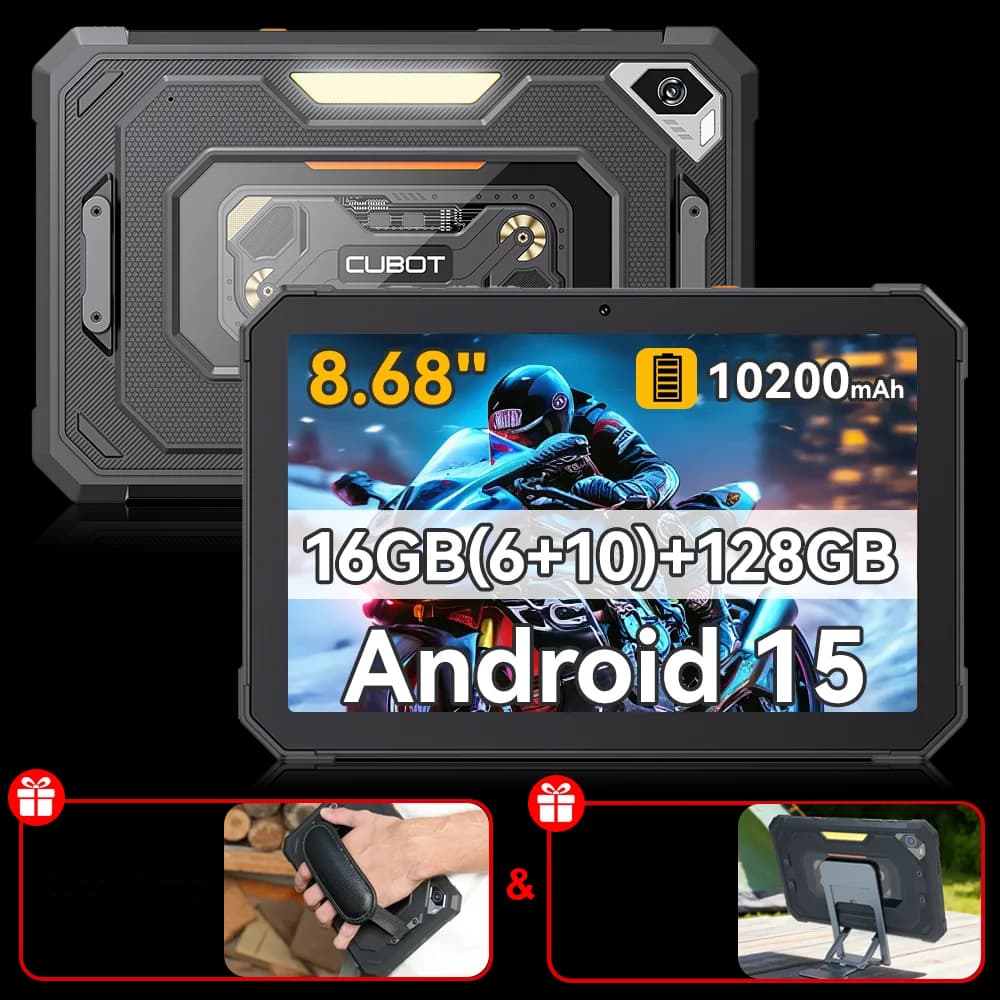 [Shipping From Poland] Cubot Tab KingKong Mini 16GB(6+10) 128GB 10200mAh Android 15 Rugged Tablet 8.68'' 90Hz Camping Light 48MP