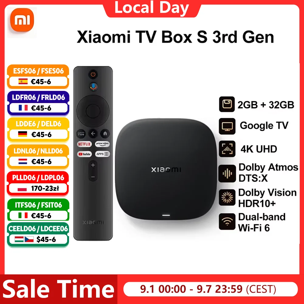 Xiaomi TV Box S 3nd Gen Global Version 2G RAM 32G ROM 4K UHD Dolby Vision HDR10+ Google TV WIFI 6 BT5.2 Google Assistant