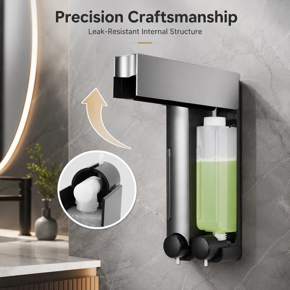 Double 480ML Soap Dispenser Wall Mounted Shower Soap Dispenser Shower Gel Detergent Dispenser for Bathroom Accessories