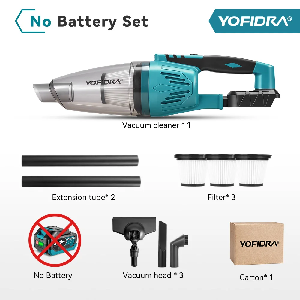 YOFIDRA 1500W 4IN1 Electric Vacuum Cleaner 12KPA Wireless Vacuum Home Car Cleaning Tools with 3pcs Filter For Makita Battery Pin