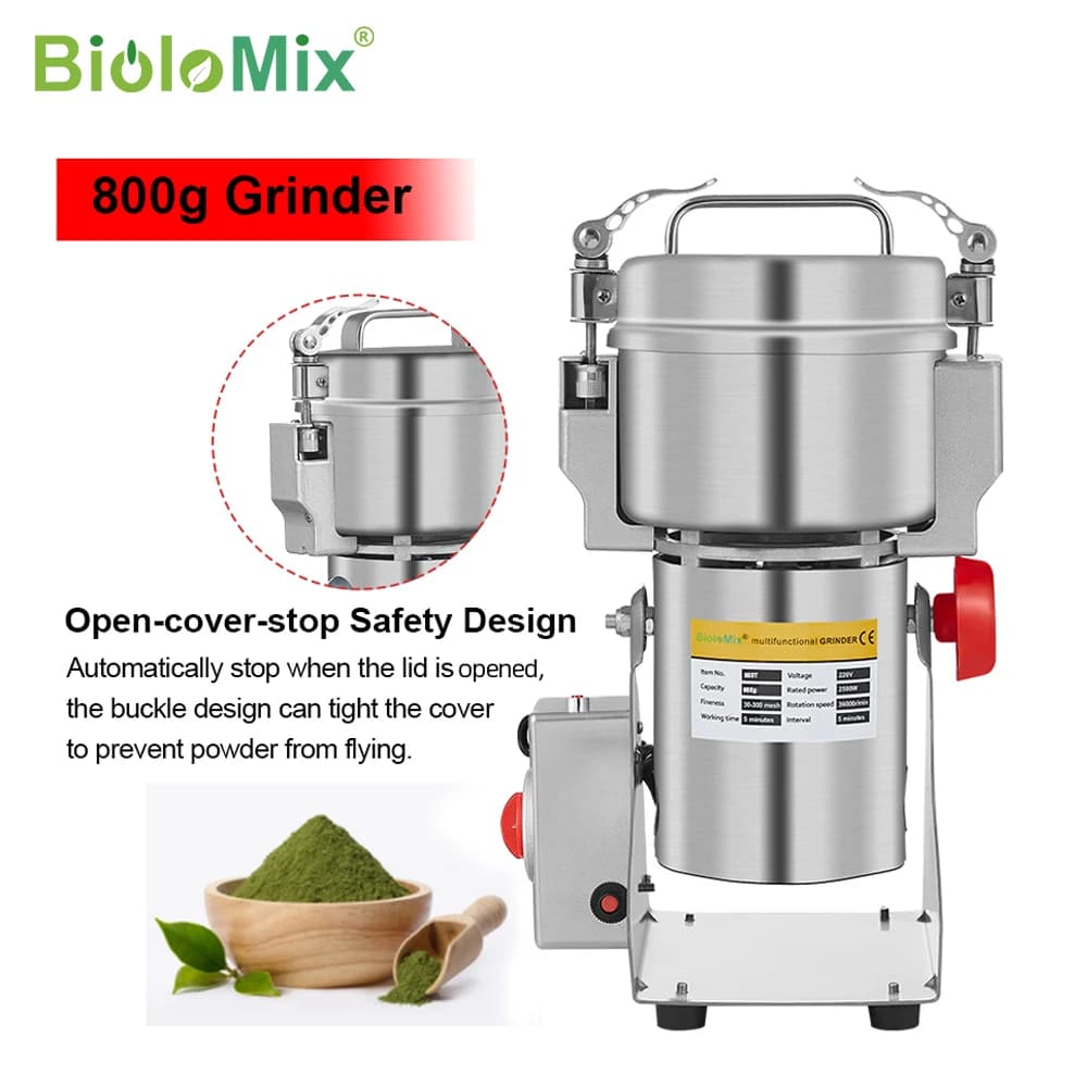 BioloMix 800g 700g Grains Spices Herbals Cereals Coffee Dry Food Grinder Mill Grinding Machine Gristmill Flour Powder Crusher