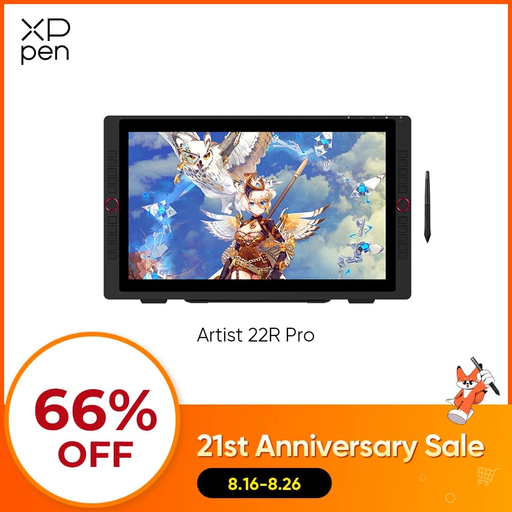 XPPen Artist 22R Pro Graphics Tablet Monitor 21.5 Inch Drawing Tablet Display 60 Tilt 20 Shortcut Keys 2 Wheels 120% SRGB