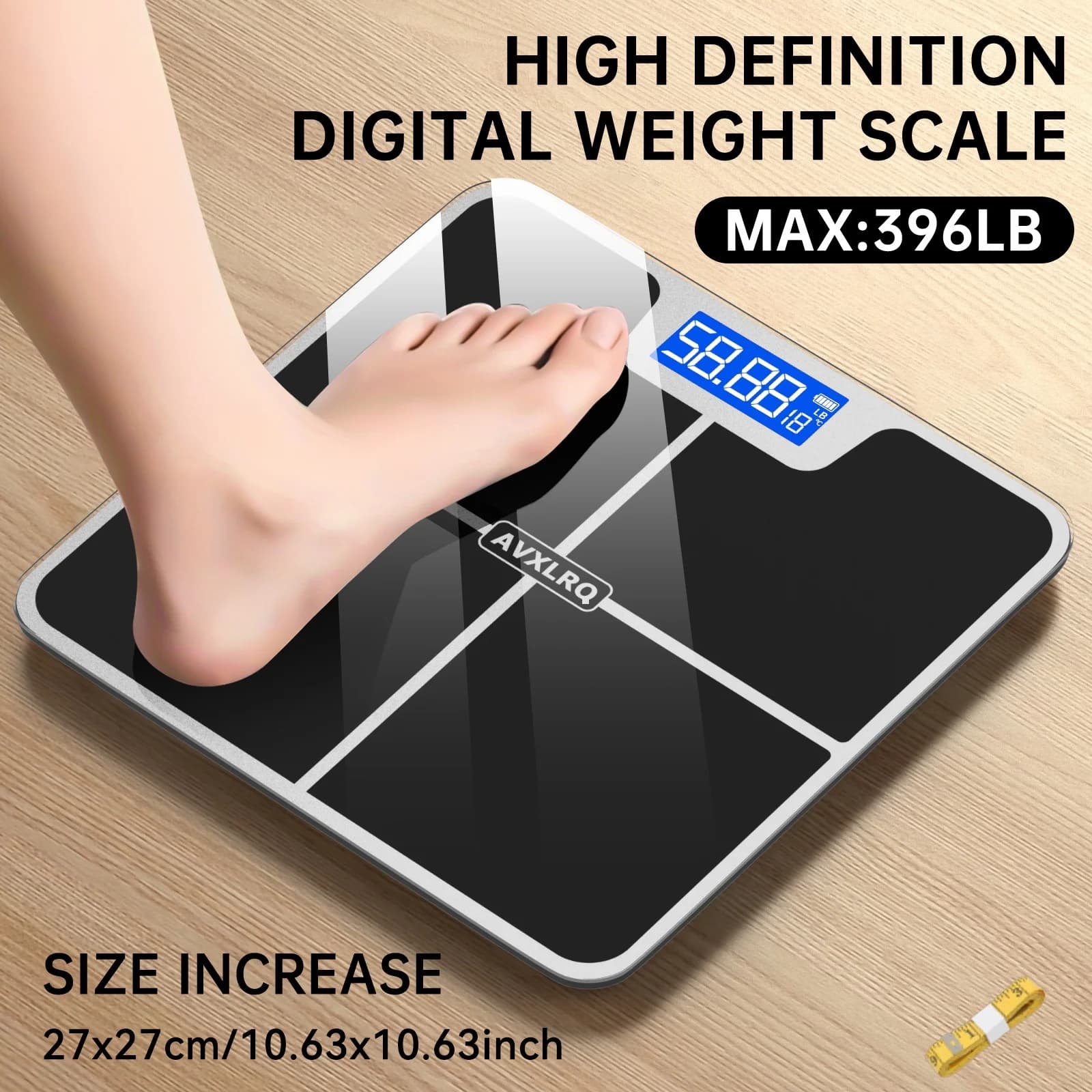 Weight scale electronic scale, 396 pound digital bathroom scale, high-precision weight scale with LCD high-definition display an