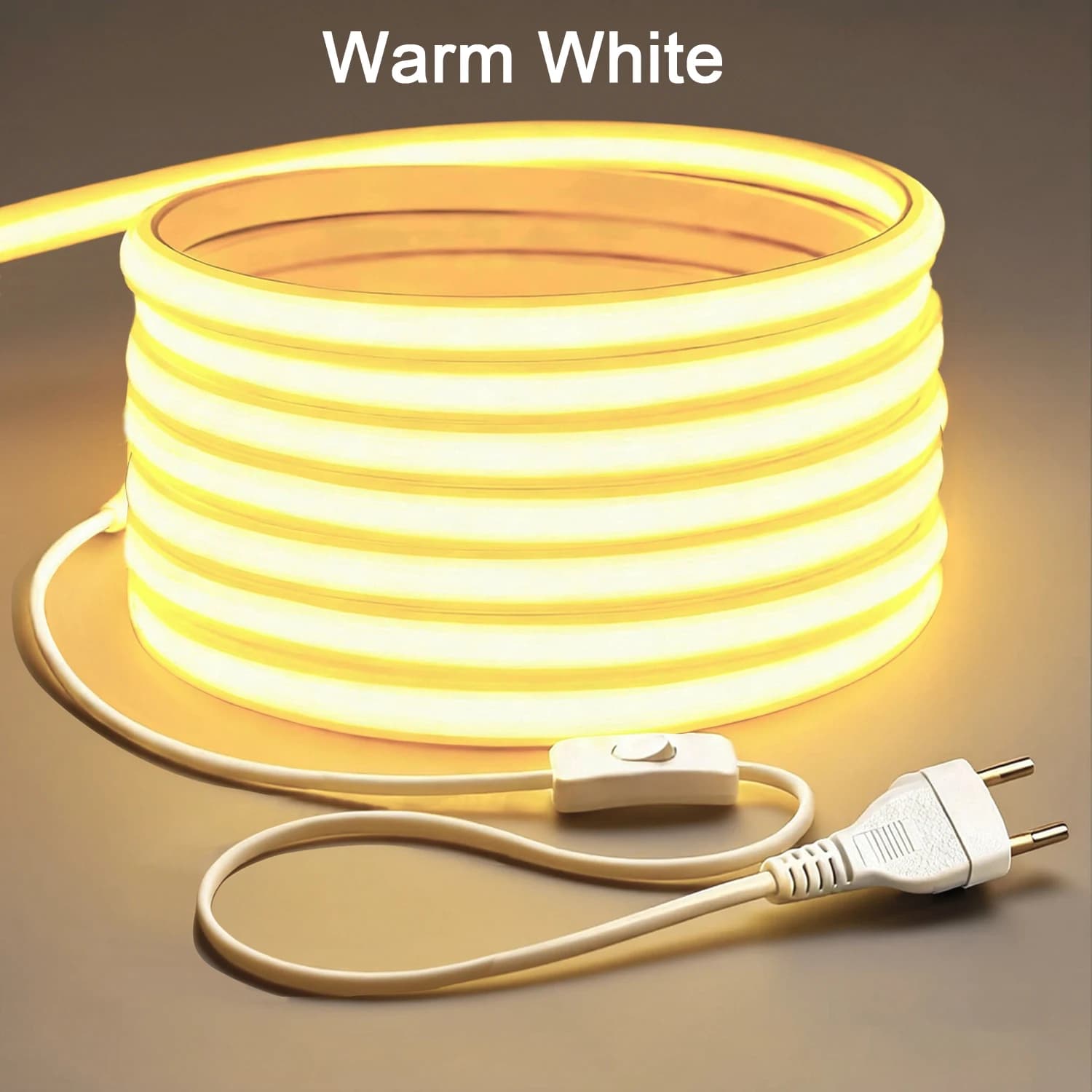 220V COB Led Strip High Brightness Led Strip with ON-OFF Switch COB Led Tape Ribbon for Home Kitchen Under Cabinet Lighting