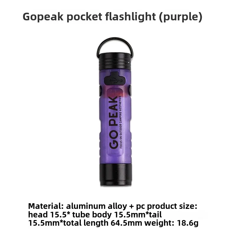 Gopeak Mini Pocket LED Flashlight USB Rechargeable Torch Keychain Clip Cap Light Long Endurance Emergency Hiking Camping Outdoor