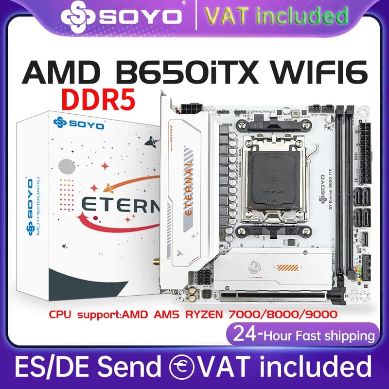 Motherboard AMD B650 ITX Ryzen AM5 DDR5 Supports CPU 7000 8000 9000 Processors Pcie5.0x16 Pcie4.0x4 M.2 ARGB WIFI6 SOYO