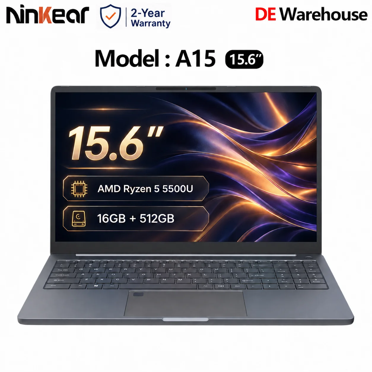 Ninkear A15 Pro Laptop 16GB 1TB AMD Ryzen 5 16 inch 120Hz 2560*1600 Display Screen Fingerprint Unlock Notebook Computer