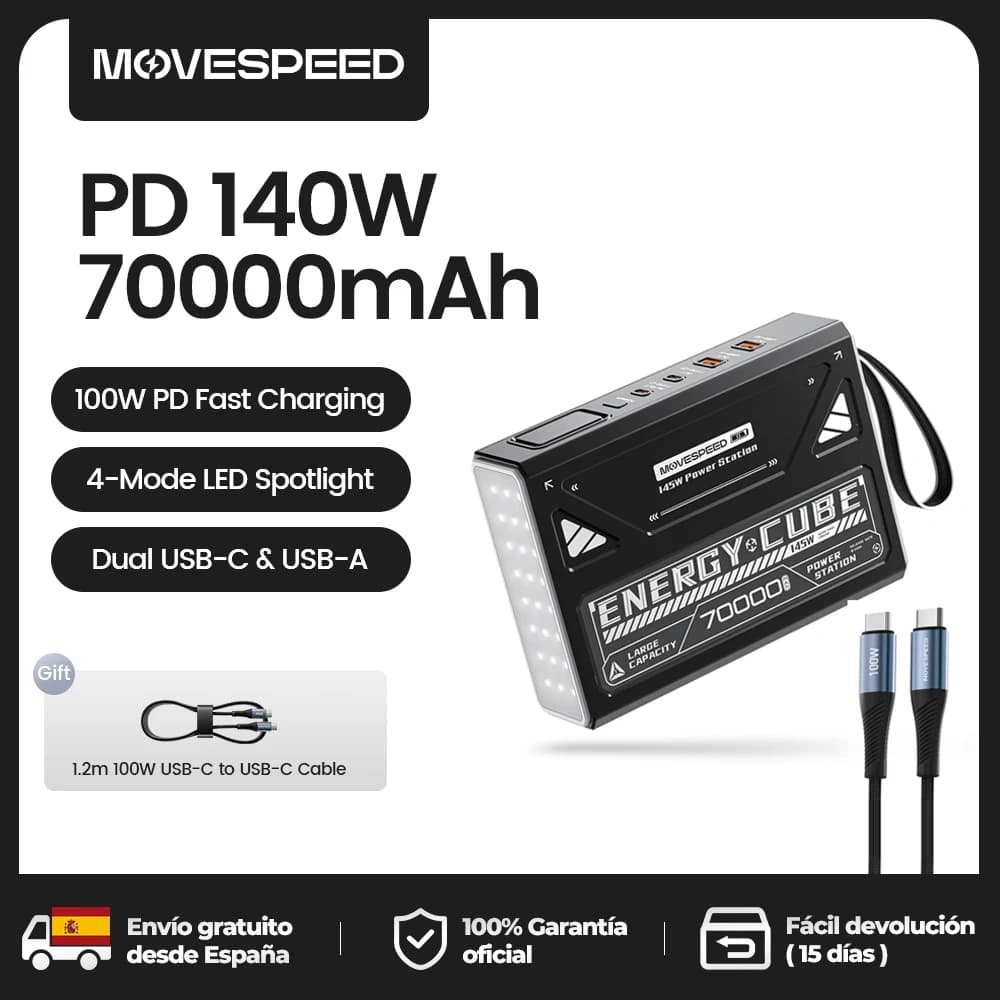 MOVESPEED Z70 Pro Large Capacity Power Bank 140W Max Fast Charge Laptop External Battery Charger for MacBook Pro Outdoor Camping