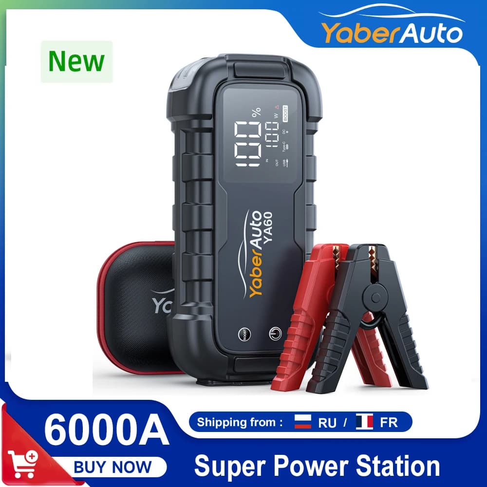 6000A Jump Starter 150W DC PD45W Car Battery Charger 3.3 LED Screen 600 Lumens Flashlight Battery Charger Super Starting Device