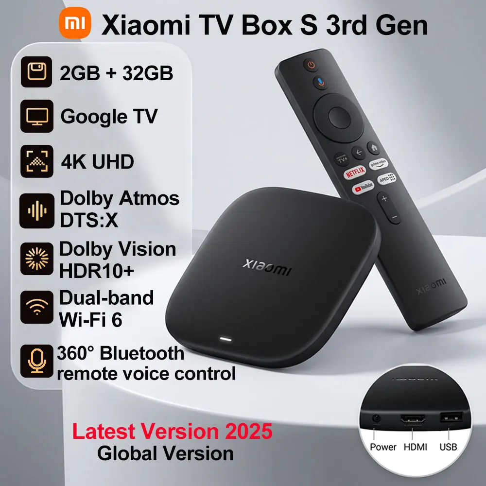 Xiaomi Tv Box S 3Rd Gen, Google Tv 4K Uhd Media Player, Dolby Vision Hdr10 + Android Smart Tv Box, Decod