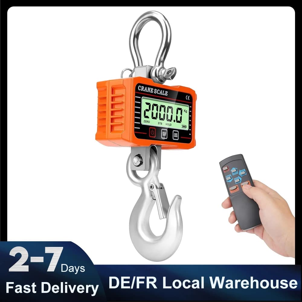 High Precise Digital Crane Scales 2000kg Heavy Duty Industrial Hanging Scales with Remote Control for Farm Factory Construction