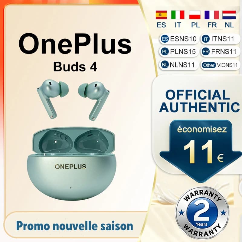 Orignial OnePlus Buds 4 Global Version Active Noise Reduction Dynamic ANC 55dB Bluetooth 5.4 Steady Connect Hi-Res Audio IP55