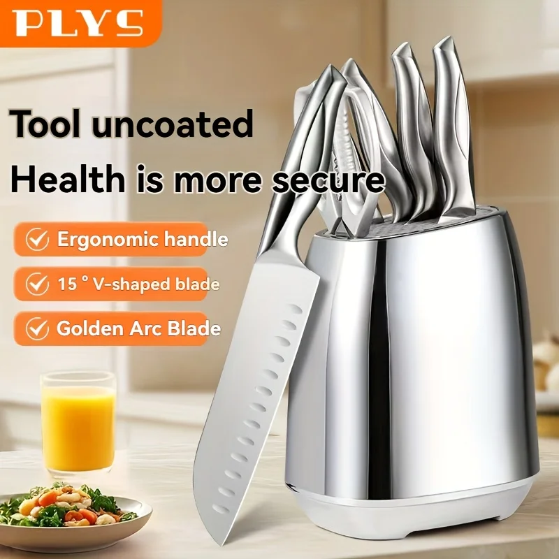 High quality stainless steel all steel kitchen knife set, consisting of 6 kitchen knives, equipped with a detachable circular u