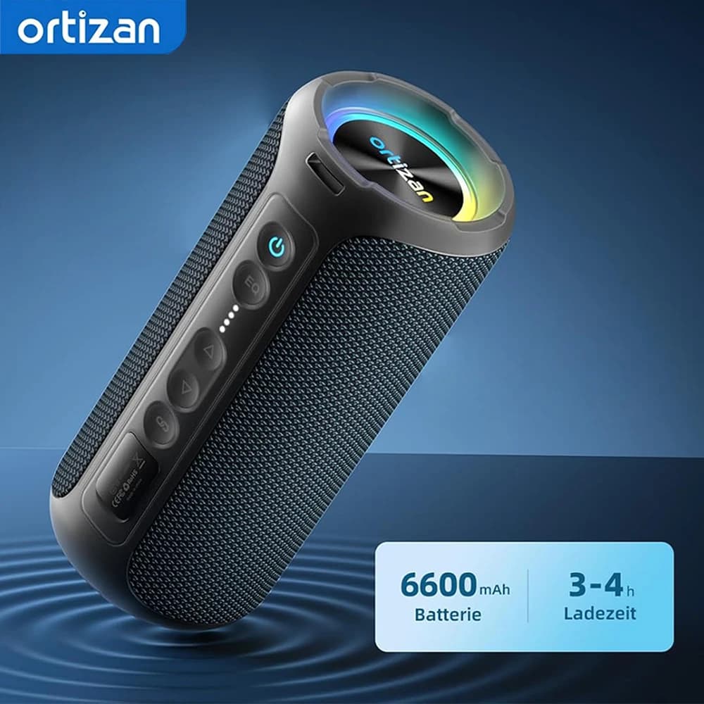 Ortizan Portable Bluetooth Speaker, 40W Powerful Sound and Deep Bass, IPX7 Waterproof Wireless Speaker Music Box with Colorful Lights, TF/AUX in Play