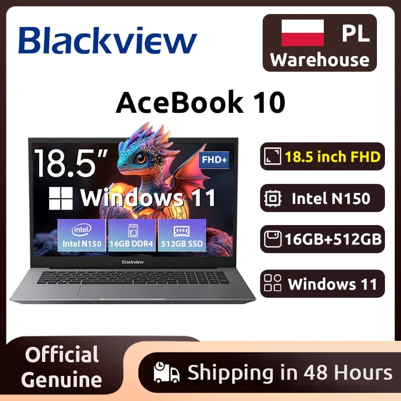 Blackview ACEBOOK 10 Laptop Computer 18.5" FHD 8000mAh Intel N150 Windows 11 16GB RAM 512GB BT5.2 WiFi 6  Desktop Notebook