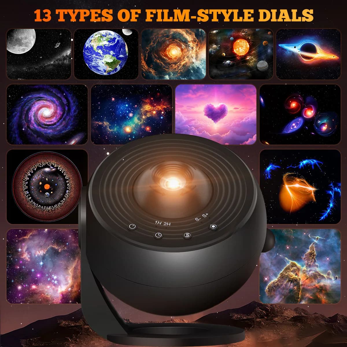 PRO Upgrade HD 360° Rotatable Starry Sky Galaxy Projector , Timer Funtion Adjustable Focal Length Planetarium 13 IN 1 Night Light for Bedroom Gift