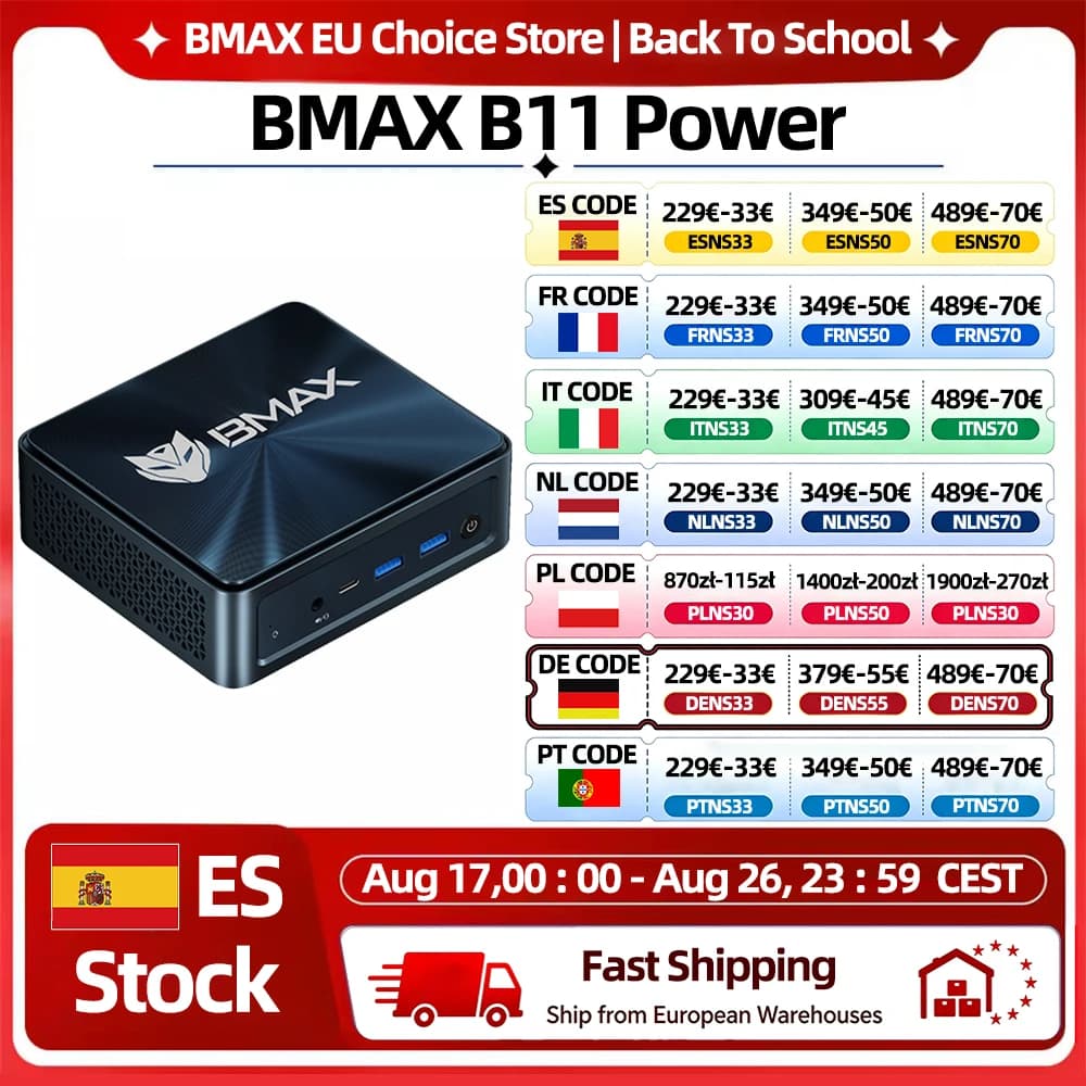 BMAX B11 Power Mini PC Intel Core Ultra 7 155H 16 Cores 22 Threads 24GB RAM 1TB SSD WiFi Bluetooth USB HDMI Type-C Windows 11