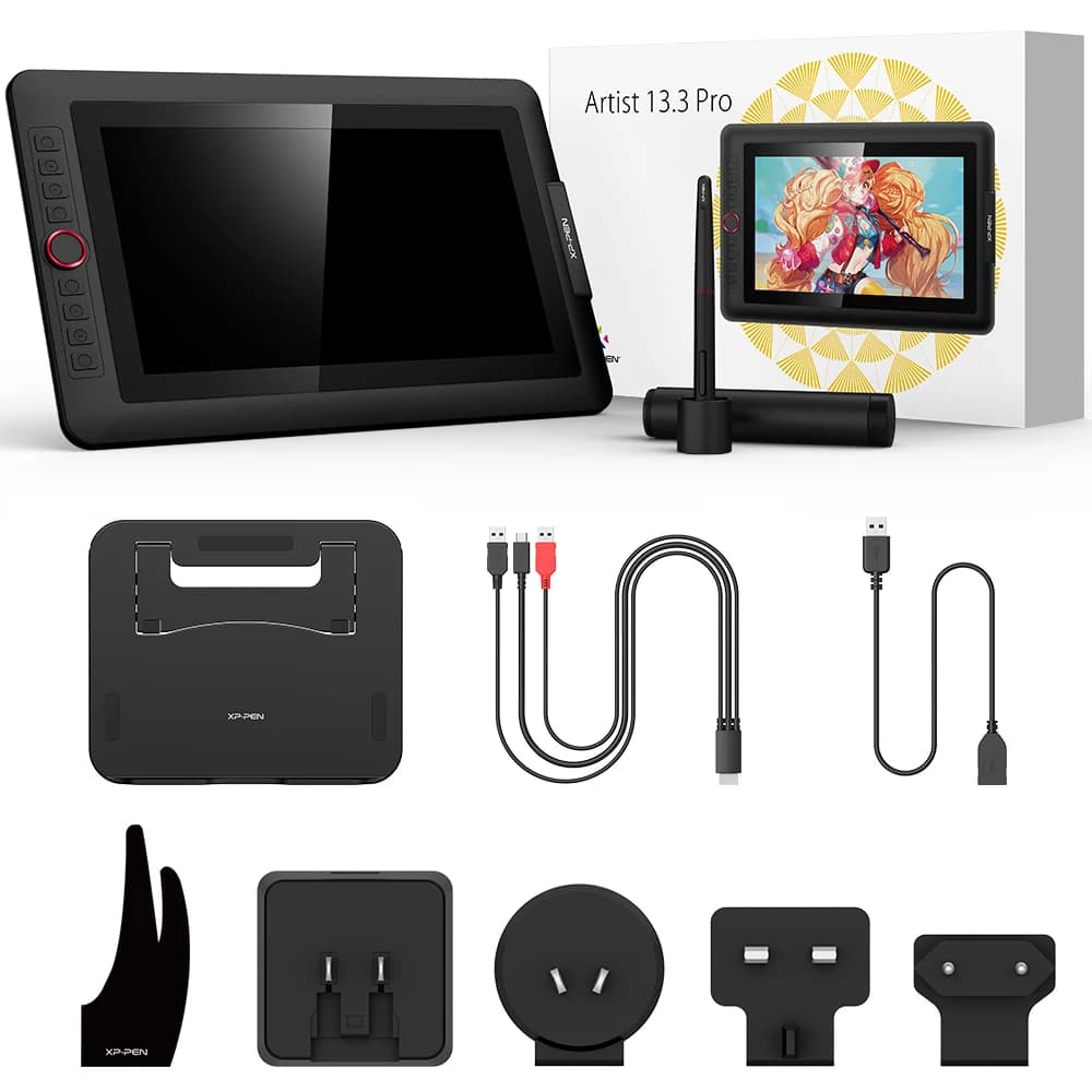 XPPen Artist 13.3 Pro V2 Drawing Monitor Digital Graphics Tablet 13.3 Inch Screen Full-Laminated Pen Display with X3 Pro Stylus
