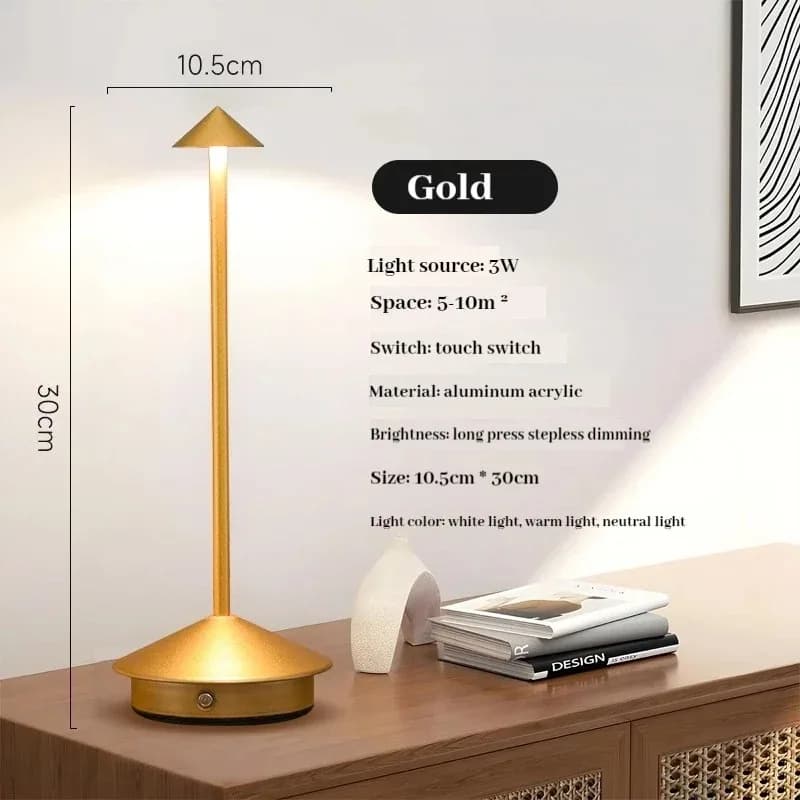 LED Table Lamp Rechargeable Touch Sensor Cordless Desk Lamp 3 Colors Bedside Creative Ambient Light Bar Room Decor Night Light