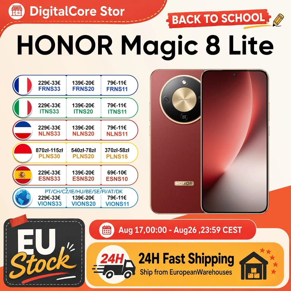2026 New HONOR Magic8 Lite EU Version 5g Android Smartphone Mobile Phones amoed sbapdragon 6 Gen 4 7500mAh 108MP OIS AI Camera