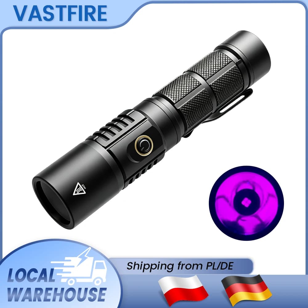 365nm UV Taschenlampe USB-C Rechargeable, Blacklight Flashlight for Pet Urine Detector & Counterfeit Money Check, Waterproof UV Torch, EU Local Stock