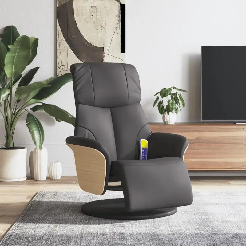 Massage Chair with Footrest and Reclining Function – Faux Leather Design with 6-Point Vibration Massage, 360-Degree Swivel, and Adjustable Backrest