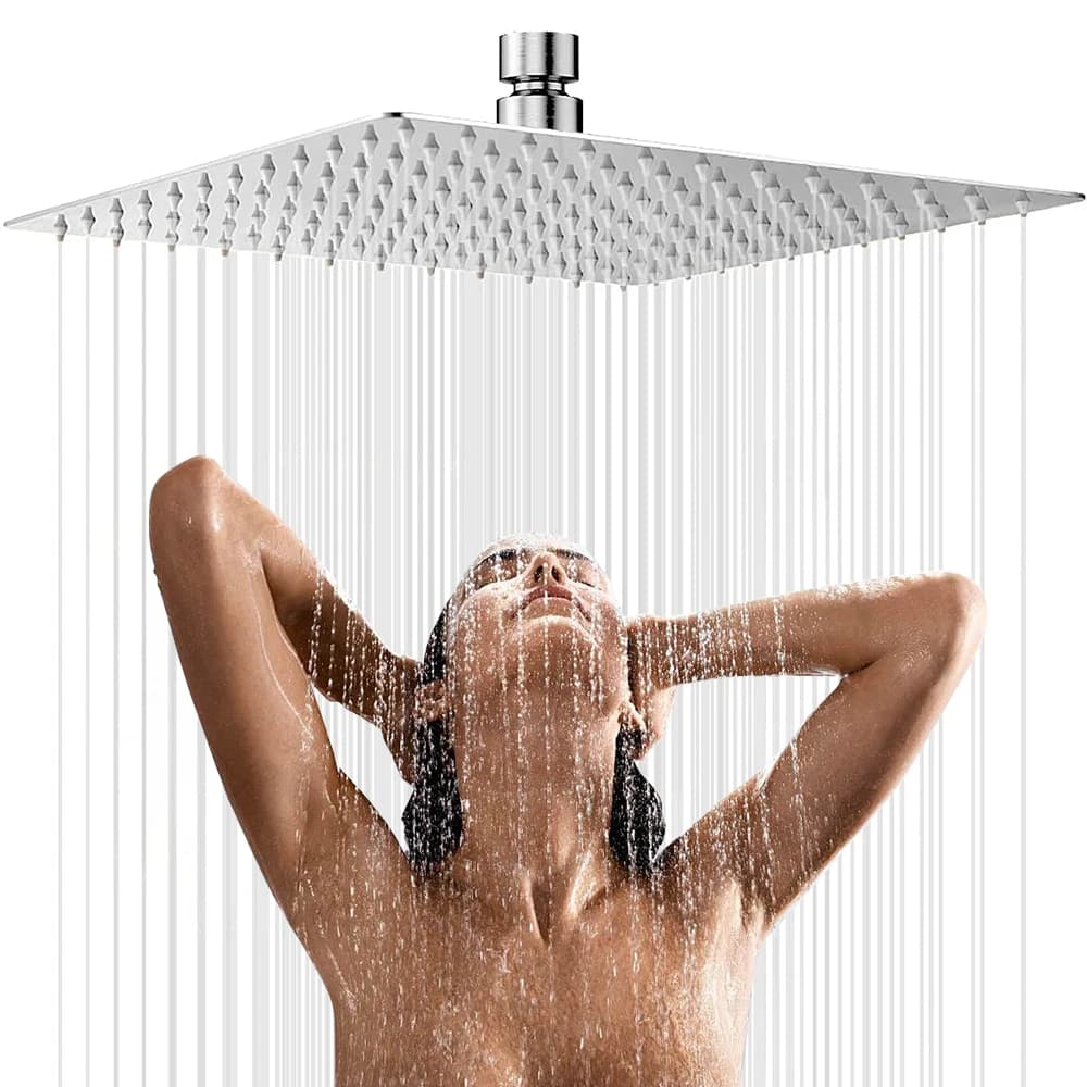 Square Stainless Steel Shower Head 30x30cm – 201 Rustproof One-Piece Welding – Silicone Nozzles Easy Clean – Ultra-Thin 2mm Modern Design – High Pressure Rainfall – Bathroom Upgrade