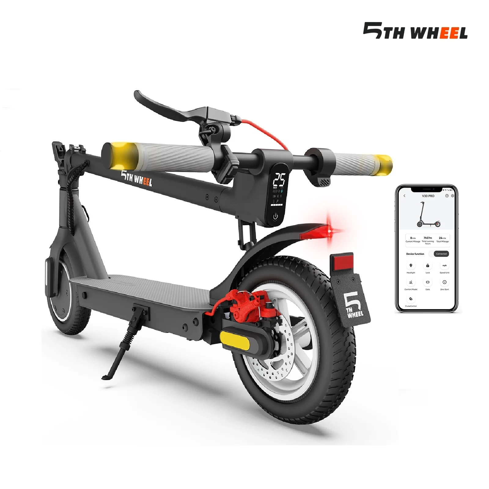 5TH WHEEL Electric Scooter for Adults, 350W Motor, 36V Battery, 10" Honeycomb Tires,  32km Range, App Control, 120kg Load Commuter E-Scooter