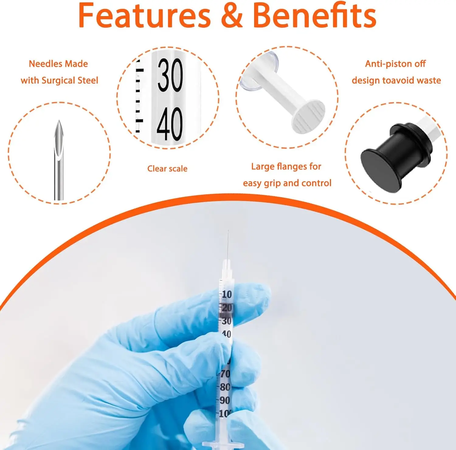 50/100 Pack 0.5ml 1ml Disposable Syringes with Needles, Individually Wrapped, Lab Supplies & Pet Daily Feeding Accessories