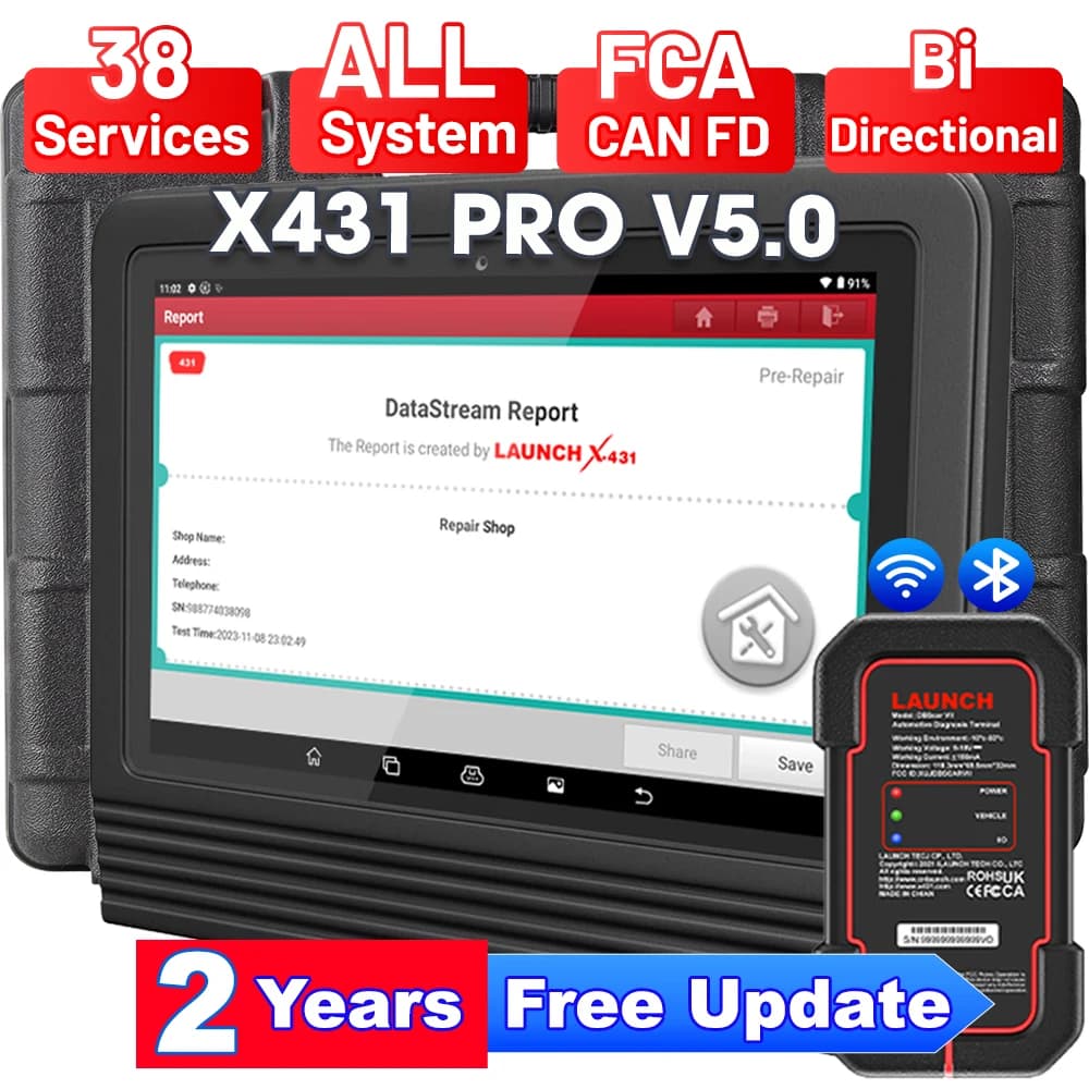 LAUNCH X431 Pro V5.0 OBD2 Diagnostic Scanner Tools Bluetooth Bidirectional OBD2 Scan Tool with CAN FD & DOIP 38+ Rest AutoVin 2 years free update