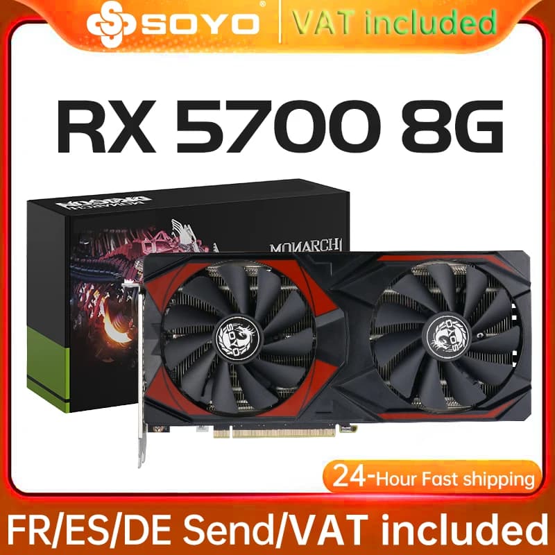 SOYO AMD Radeon RX 5700 8GB Gaming Graphics Card GDDR6 Memory 256Bit PCIE X16 4.0 Desktop Computer Video Card Discrete GPU For PC Gaming Video Rendering Multi-screen Output Desktop Graphics Card Repla
