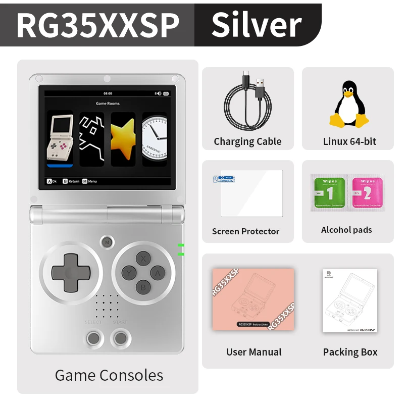 Anbernic RG35XXSP Flip Handheld Game Console 3.5'' IPS Screen Linux 64-bit 3300mAH E-book Support WiFi Streaming HD TV Out Gifts
