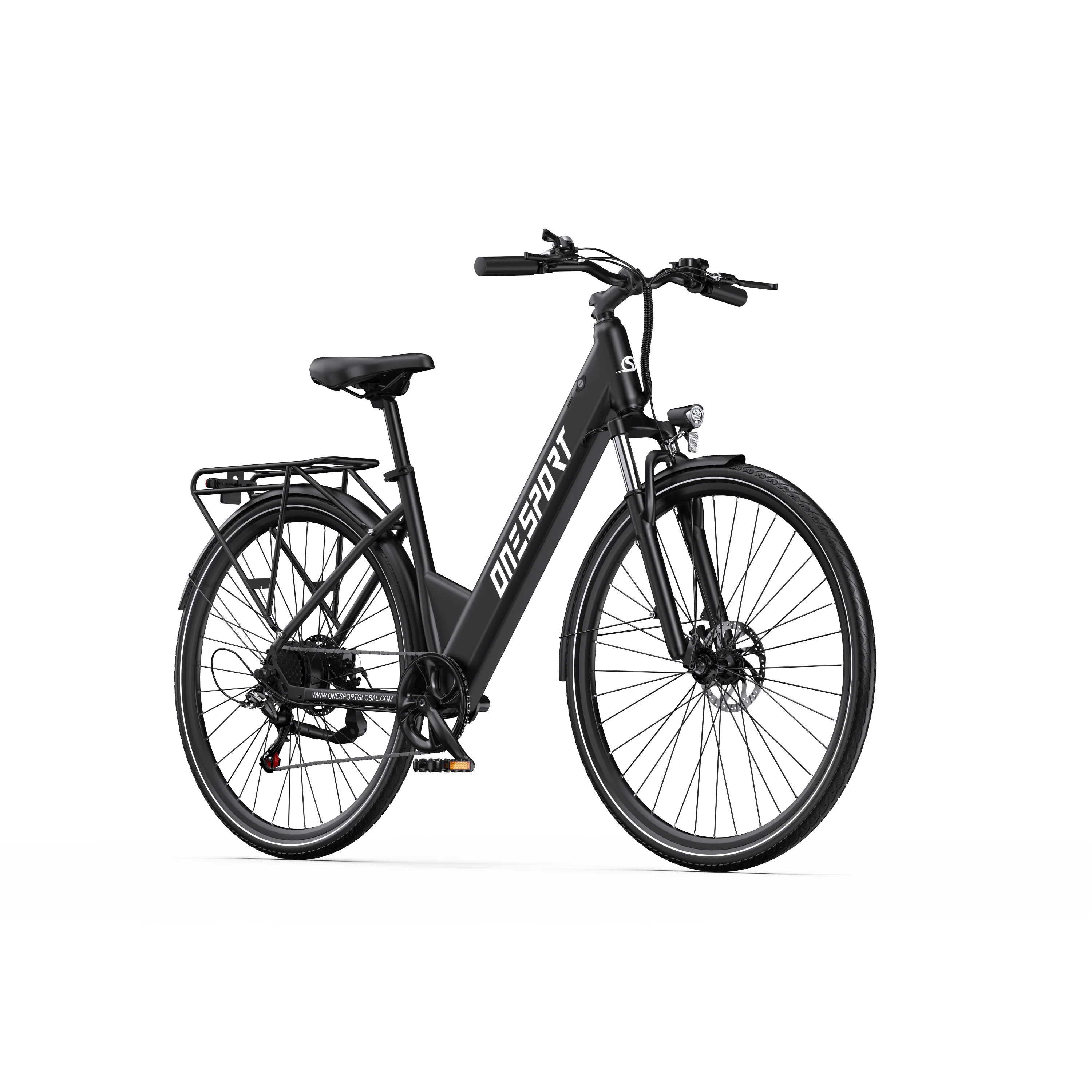 ONESPORT OT12 Adult E Bike,250W Motor,36V13AH Battery,27.5*2.25 Inch Tires,LCD Color Display,25km/h Max Speed,Front&Rear Disc Brakes,Front Hydraulic Suspension Fork,7-Speed,IPX4 Waterproof,Auto-activated Tail Light&LED Headlight for City Family Commuting