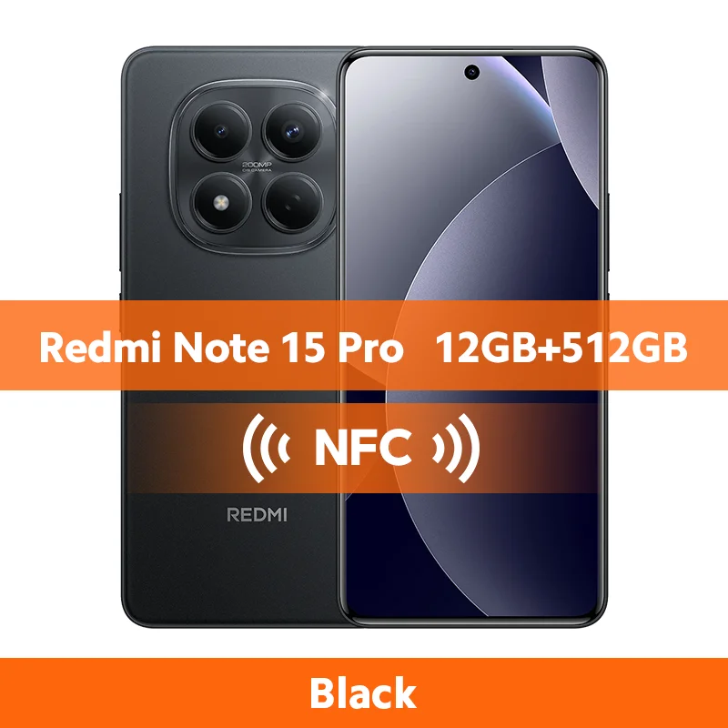 Global Version Xiaomi Redmi Note 15 Pro 4G Smartphone 6500mAh Battery MTK Helio G200-Ultra CPU 6.77"AMOLED display 200MP Main Camera 45W Turbocharge