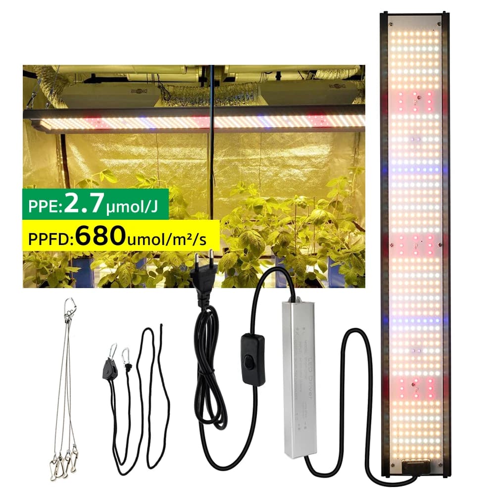 LED Grow Light 411 LEDs Red Blue Nature Spectrum Plant Lamp for Indoor Flowers Vegetables Fruits, with Aluminum Frame and Hanging Rope