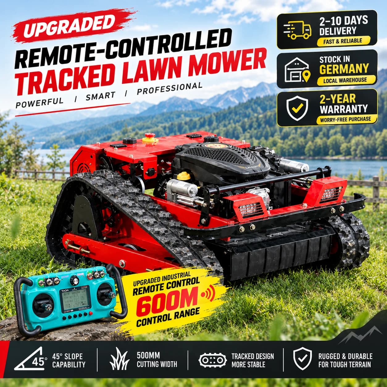 500 Wide Lawn Mowing Width Lawn Weeding Bot Farm Automatic Remote Control Tracking Lawn Mower Free Delivery