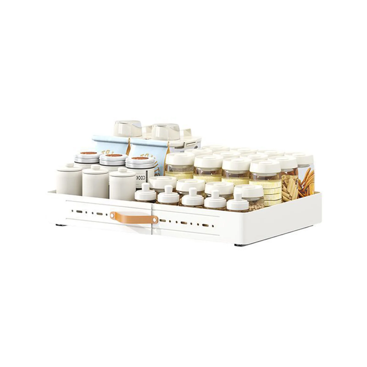 Kitchen Pull Out Cabinet Organizer with Adhesive Expandable Sliding Drawers Storage Tray Seasoning Bottle Spice Storage Rack