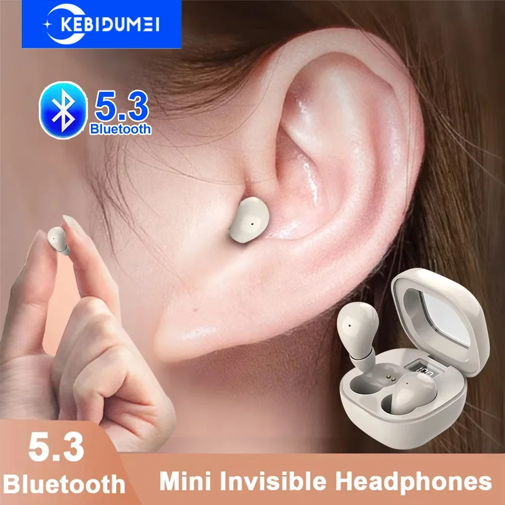 Mini Headphones Invisible Bluetooth 5.3 Earphones TWS Wireless In-ear Headsets HIFI Stereo Noise Reduction Earbuds For iPhone