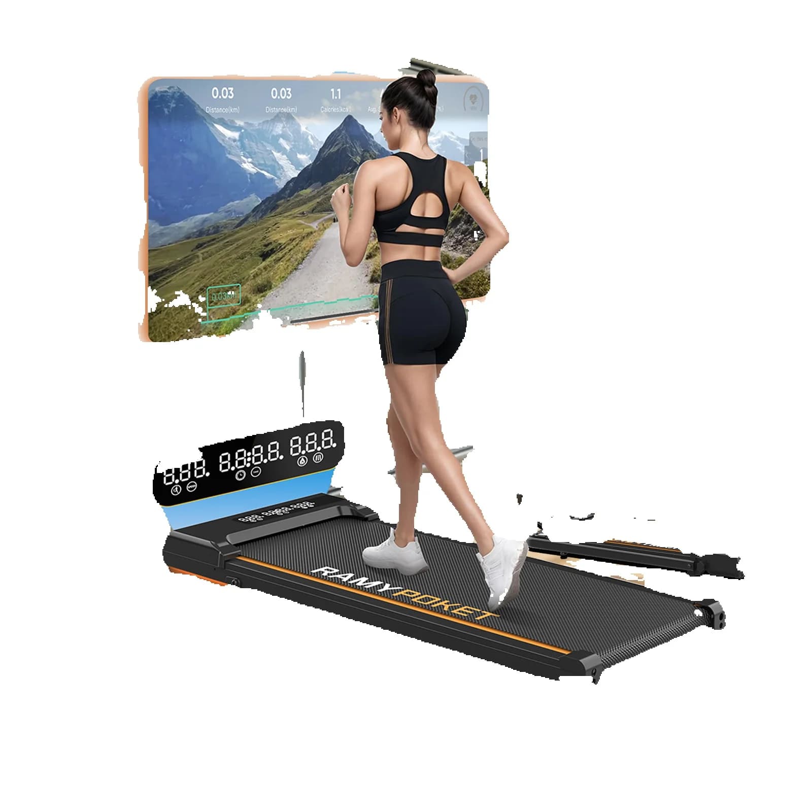 Electric Treadmill Home with 9% Incline,Silent Treadmill App/Led ,1-8Km/H,Max Load 130kg Walking Pad Tread