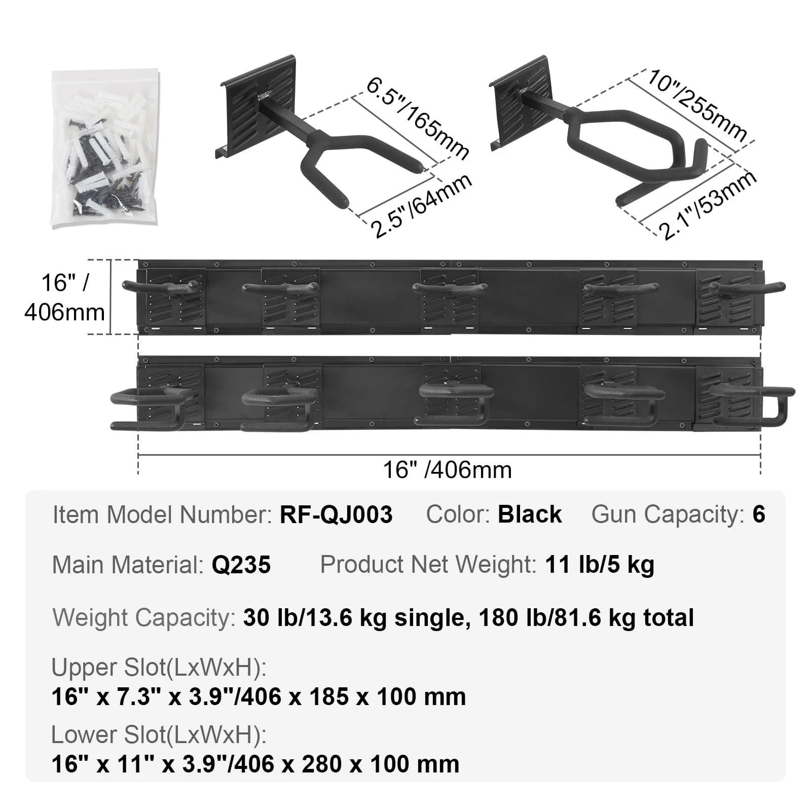 SucceBuy Gun Rack 6-Slot Vertical Rifle Shotgun Gun Rack 180 lbs Heavy Duty Metal Wall Gun Rack Display Stand with Soft Padding