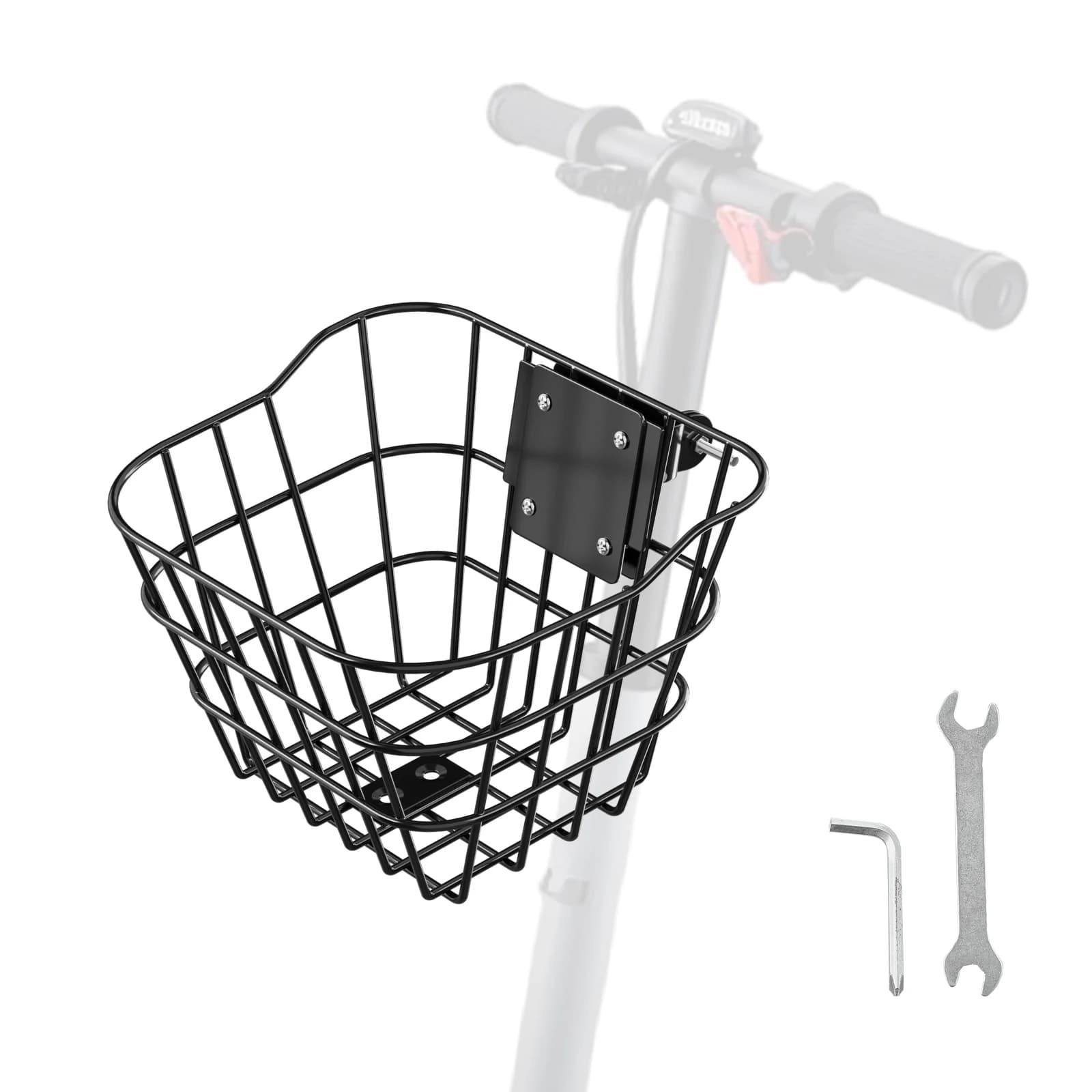 SucceBuy Front Bike Basket Electric Scooter Basket - Max Bearing 20 lbs Construct from Solid Steel Kids / Adults Bicycle Basket