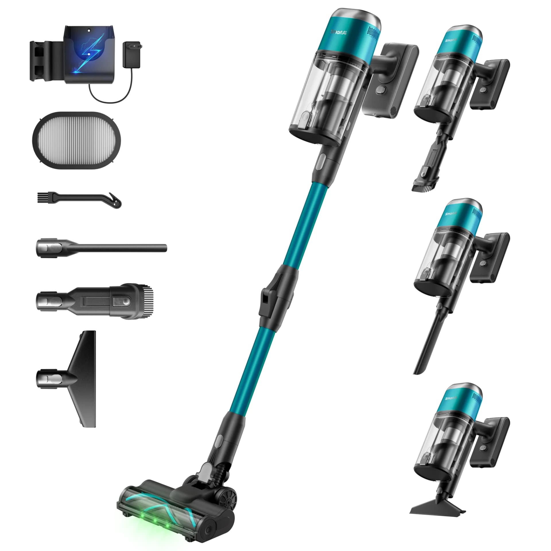 SmartAI V15Pro 600W 58000Pa Cordless Vacuum Cleaner Handheld Vacuum Cleaners Smart Home Appliance Removable Battery Double Dust Cup Long Hose Sofa Suction 2026 New Vacuum Cleaner, Upgraded Version of V5, V6