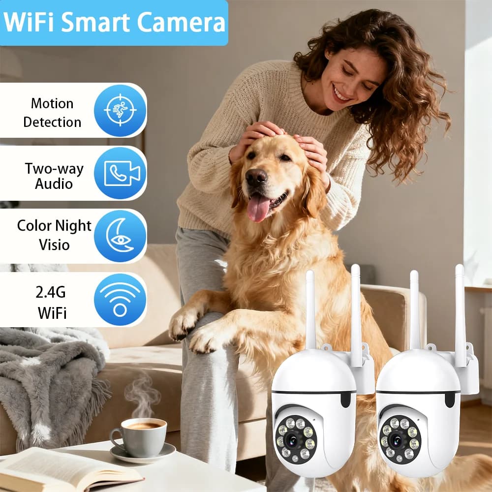 1-4PCS Ease Life Smart WiFi Pet Camera 1080P HD 360° Pan Tilt Zoom Home Pet Surveillance Camera Color Night Vision 2-Way Talk