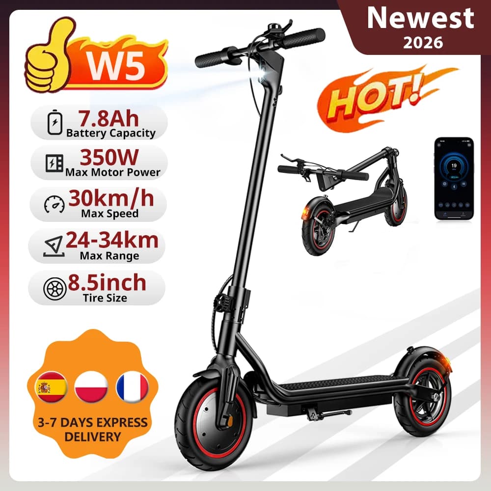 W5/W3 City Electric Scooter 8.5 Inch Tire 36V7.8Ah Max Speed 25km/h Range 24-34km Dual Brake With APP Electric Scooters