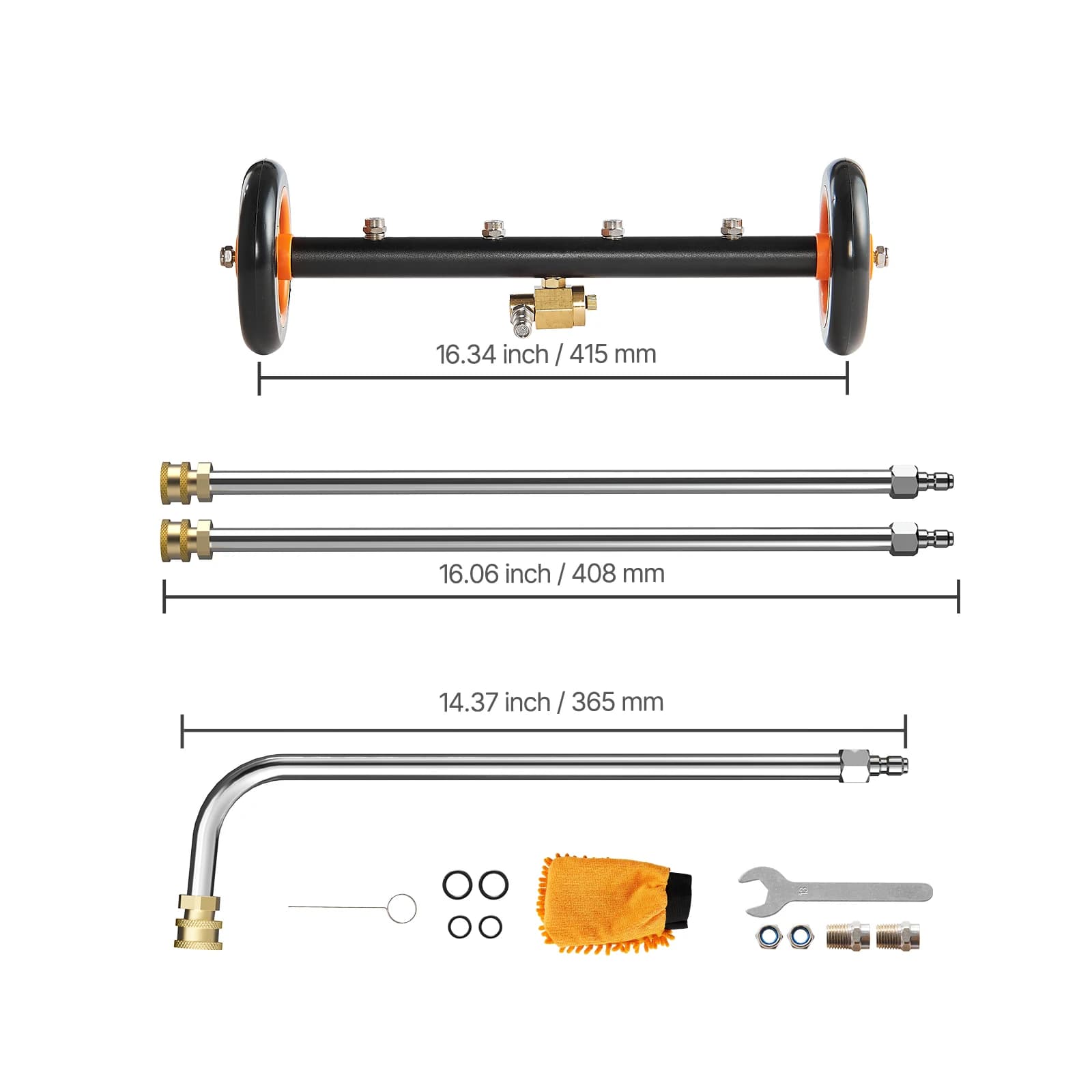 SucceBuy 16/24" Pressure Washer Undercarriage Cleaner Steel Surface Cleaner for Pressure Washer 4000 Max PSI for Driveway