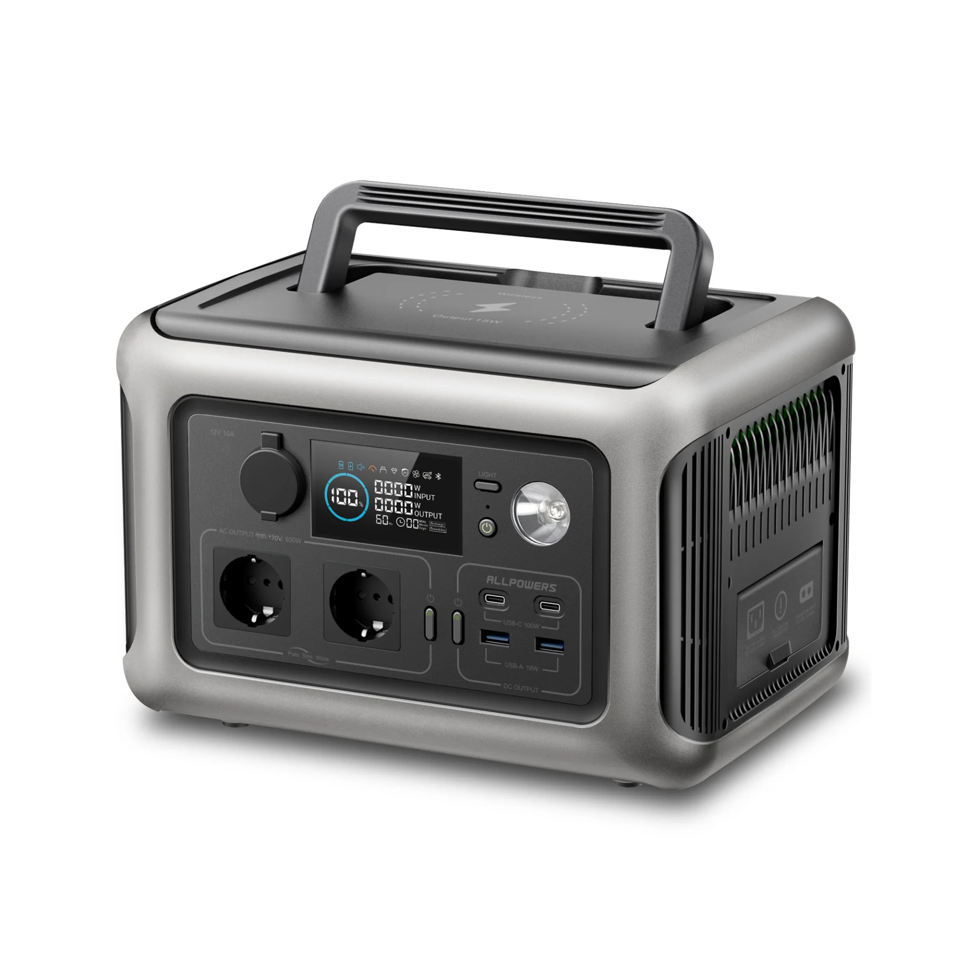 ALLPOWERS 299Wh 600W Portable Power Station R600, LiFePO4 Battery Backup with UPS Function, 1 Hour to Full 400W Input, MPPT